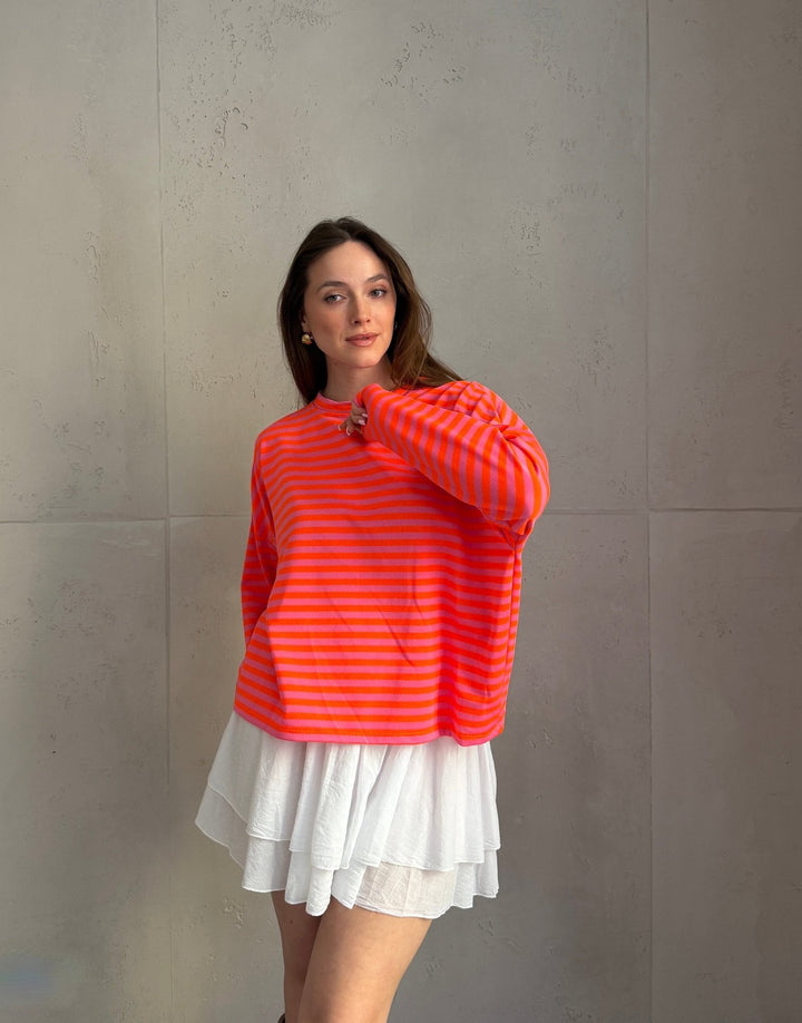 Mullet - Striped long-sleeved sweatshirt with round neck