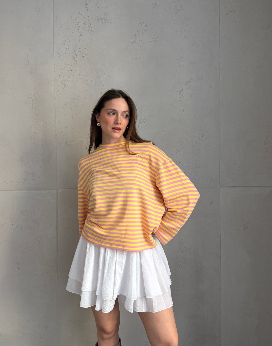 Mullet - Striped long-sleeved sweatshirt with round neck