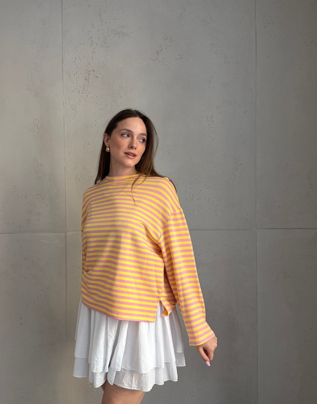 Mullet - Striped long-sleeved sweatshirt with round neck