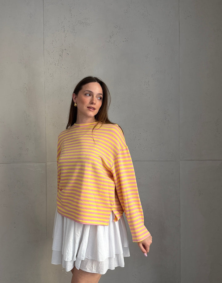 Mullet - Striped long-sleeved sweatshirt with round neck
