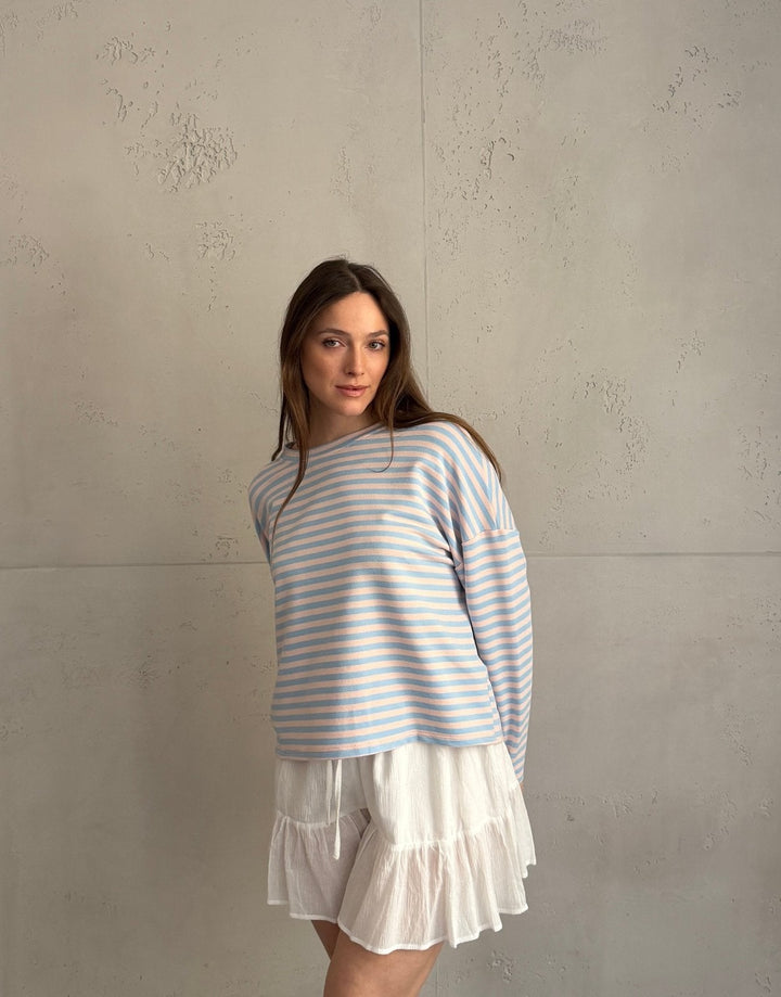 Mullet - Striped long-sleeved sweatshirt with round neck