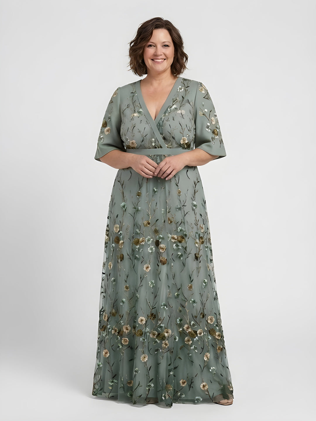 Amber | Floral V-Neck Maxi Dress