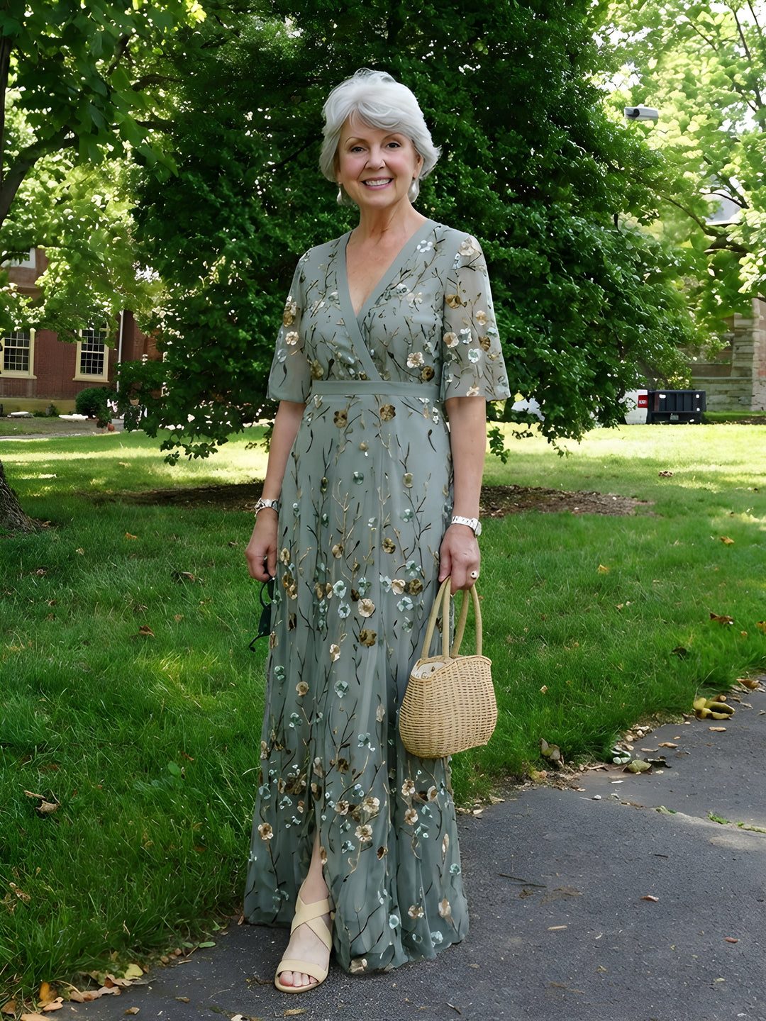 Amber | Floral V-Neck Maxi Dress