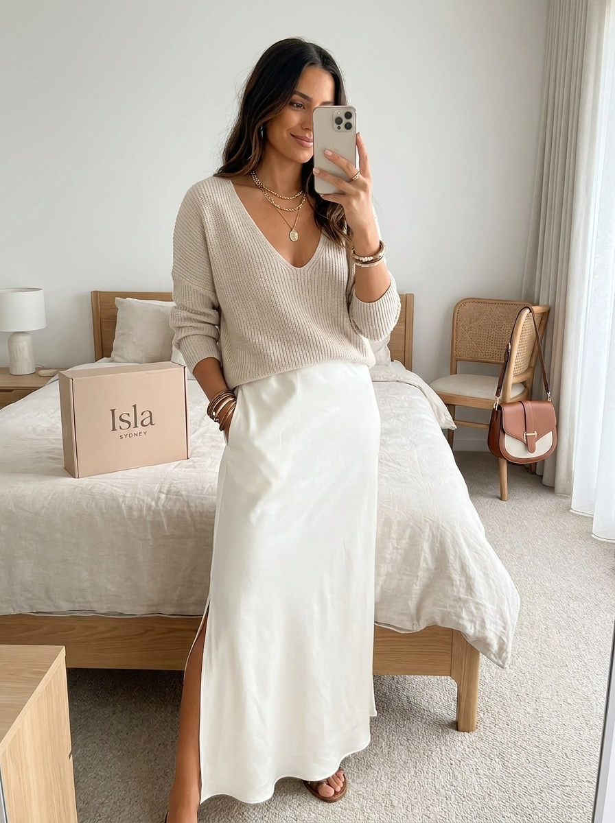 Isolde Knit & Satin Ensemble