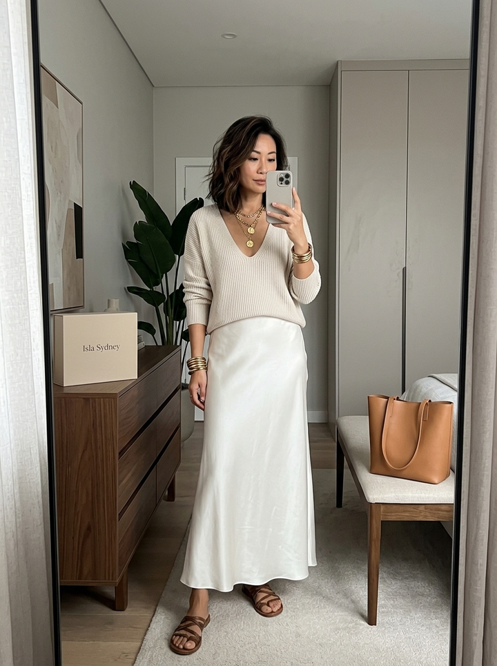 Isolde Knit & Satin Ensemble