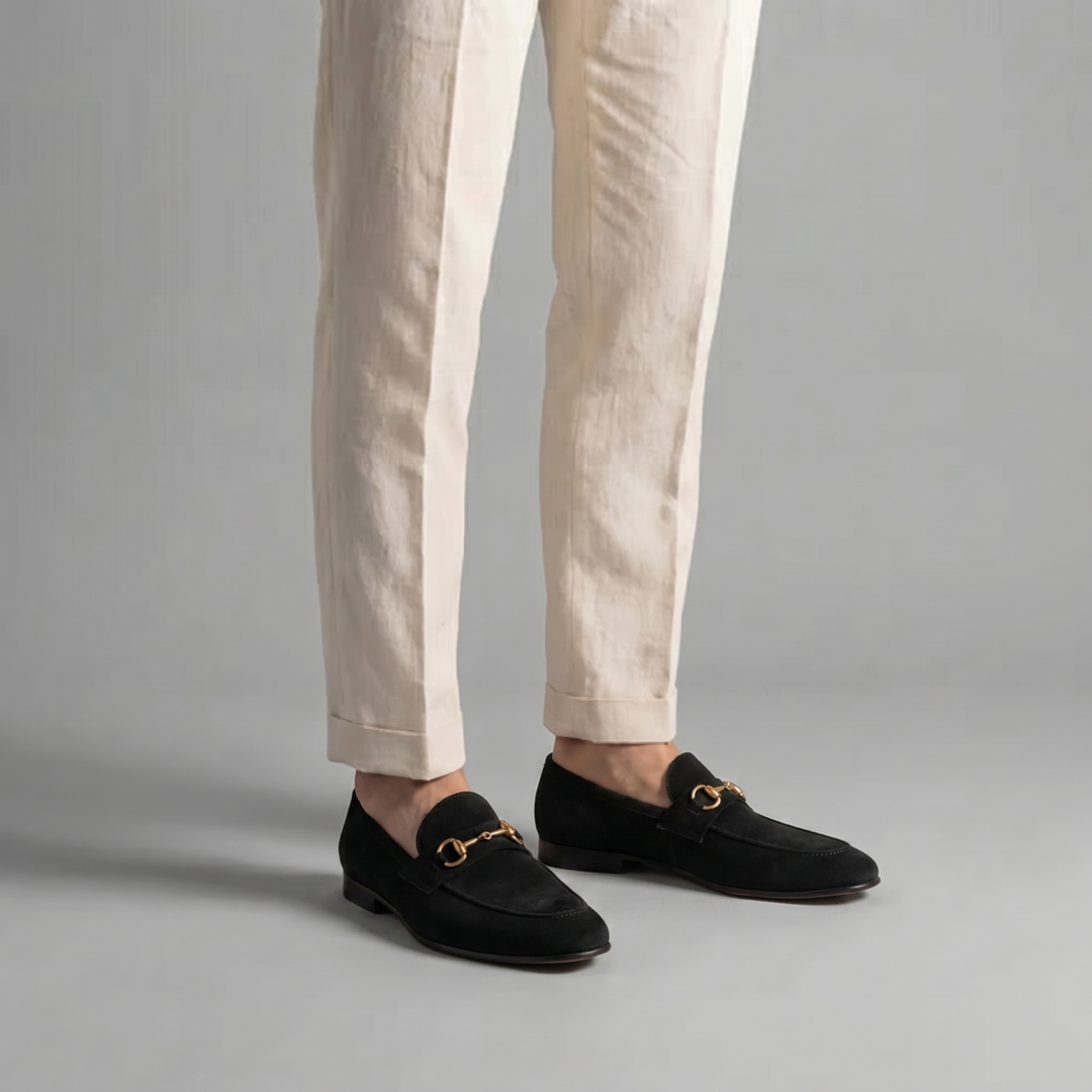 Men's Suede Loafers with Horsebit Detail