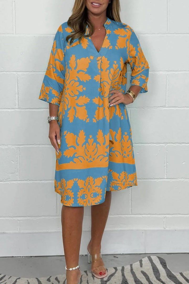 Rowan | Elegant Long-Sleeve Dress with V-Neck