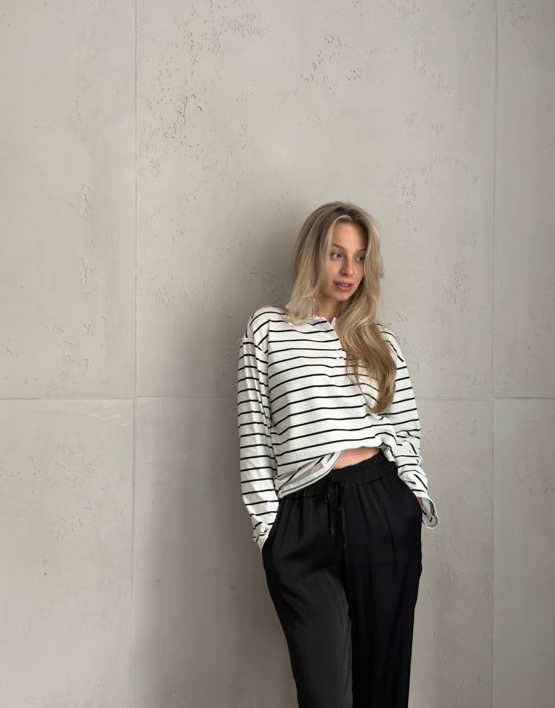 Greek - Striped polo shirt with wide long sleeves in 80s style – Retro meets modern