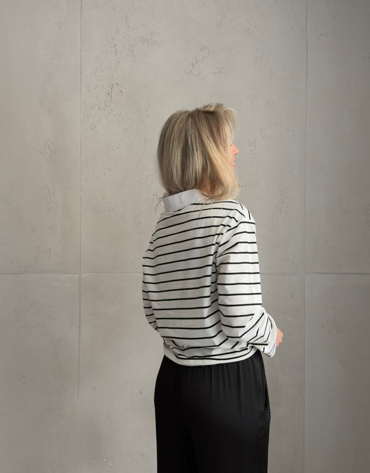 Greek - Striped polo shirt with wide long sleeves in 80s style – Retro meets modern